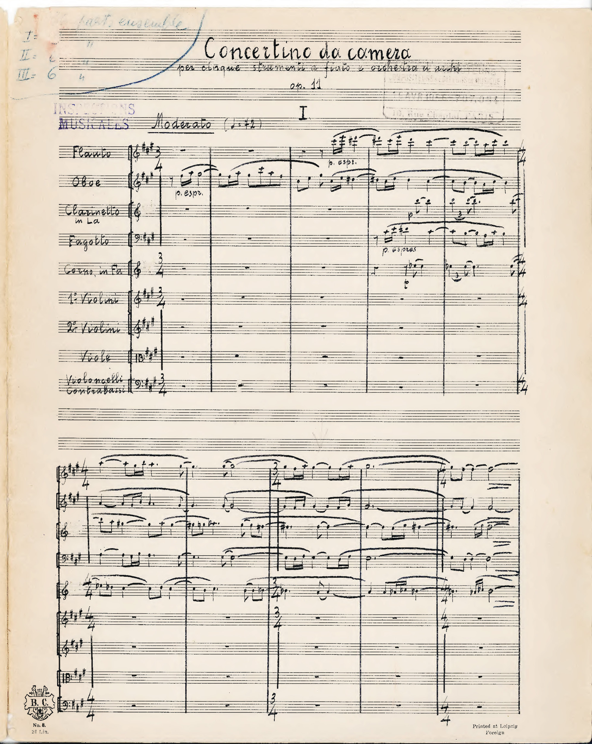 Concertino da camera, Op. 11